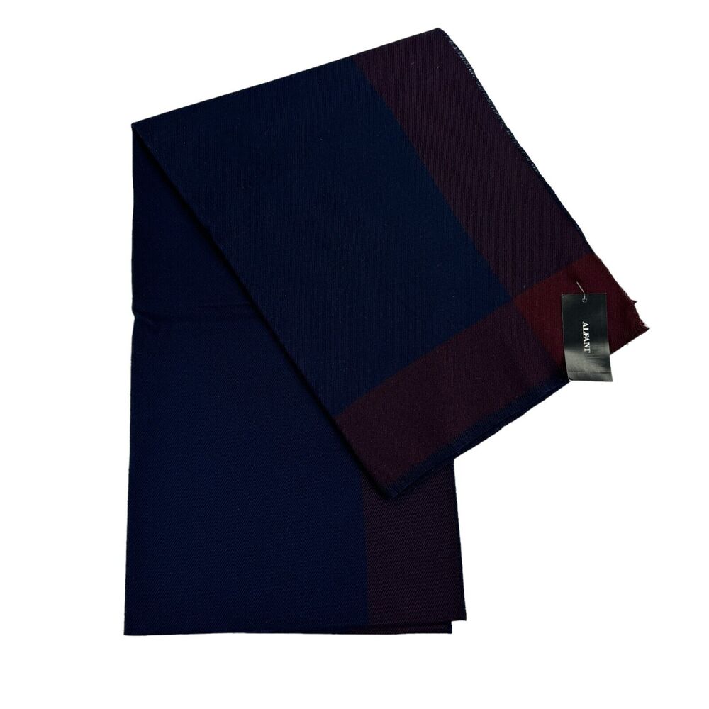 Alfani Mens Colorblocked Knit Scarf Navy Maroon OS